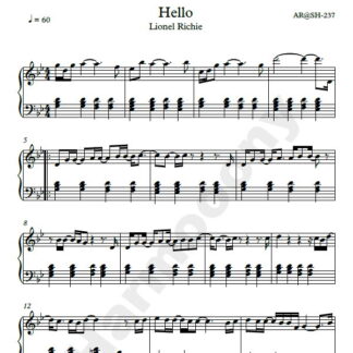 نت پیانو سلام لیونل ریچی hello lionel richie