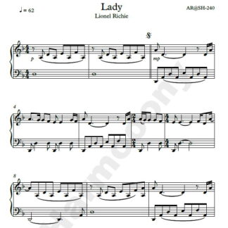 نت پیانو بانو لیونل ریچی نت lady lionel richie