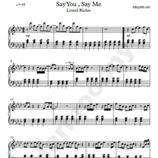 نت پیانو لیونل ریچی say you say me lionel richie