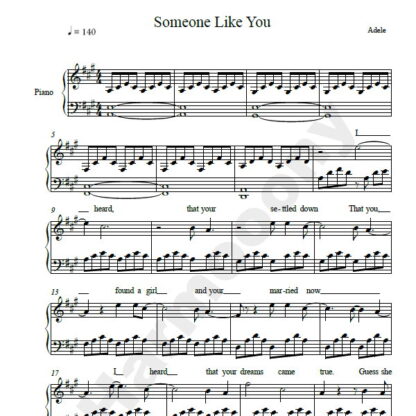 نت پیانو Someone Like You