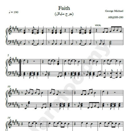 نت پیانو Faith اثر جرج مایکل Goerge Michael