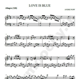 نت پیانو عشق آبی است Love is blue آندره پوپ