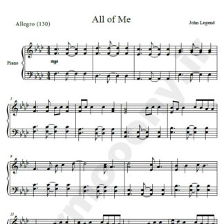 نت پیانو All Of Me John Legend