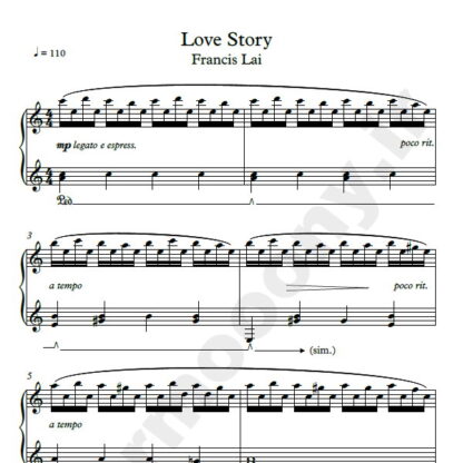 نت پیانو love story فرانسیس له