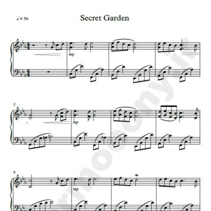 نت پیانو سکرت گاردن secret garden