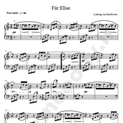 نت پیانو fur elise بتهوون