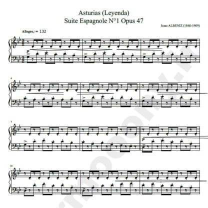 نت پیانو آستوریاس Asturias