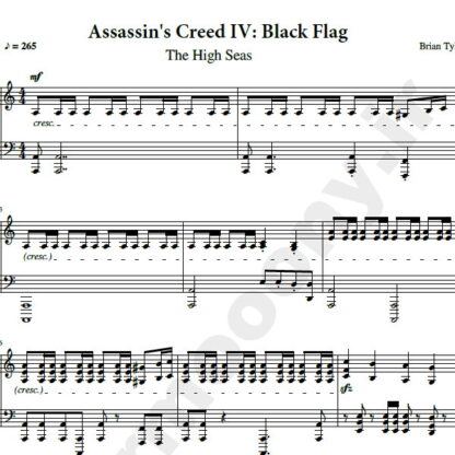 نت پیانو کیش یک قاتل برایان تایلر Assassin's Creed IV: Black Flag Brian Tyler