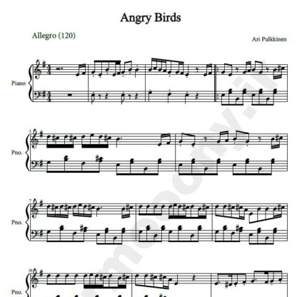نت پیانو بازی پرندگان خشمگین انگری بردز angry birds