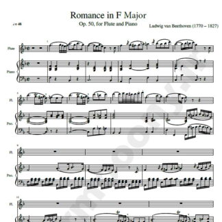 نت پیانو و فلوت رومانس بتهوون Romance Op. 50 Beethoven piano and