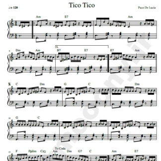 نت پیانو تیکو تیکو پاکو د لوسیا tico tico Paco De Lucia