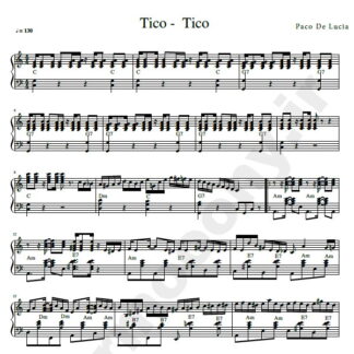 نت پیانو تیکو تیکو پاکو د لوسیا tico tico Paco De Lucia