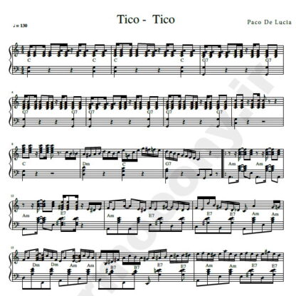 نت پیانو تیکو تیکو پاکو د لوسیا tico tico Paco De Lucia