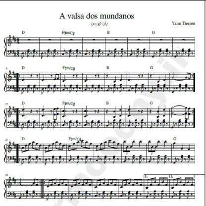 نت پیانو A valsa dos mundanos  یان تیرسن yann tiersen