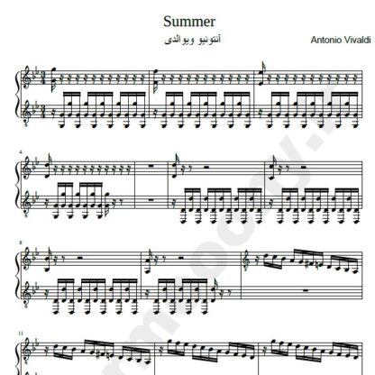 نت پیانو چهار فصل آنتونیو ویوالدی,نت پیانو Four Seasons Summer vivaldi