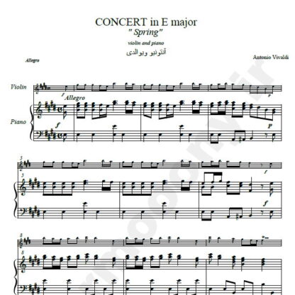 نت پیانو چهار فصل آنتونیو ویوالدی,نت پیانو Four Seasons spring vivaldi