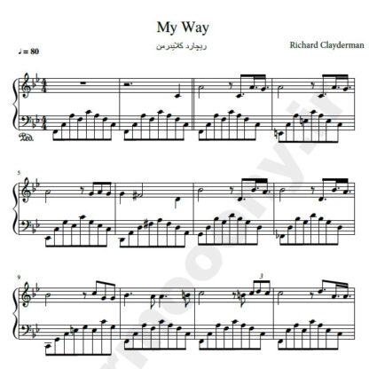 نت پیانو my way ریچارد کلایدرمن richard clayder man