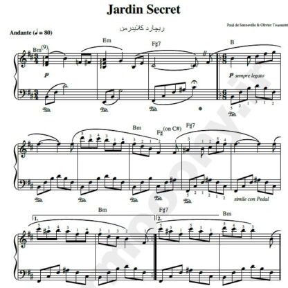 نت پیانو jardin secret richard clayderman ریچارد کلایدرمن