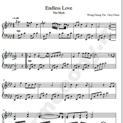 نت پیانو آهنگ endless love the myth