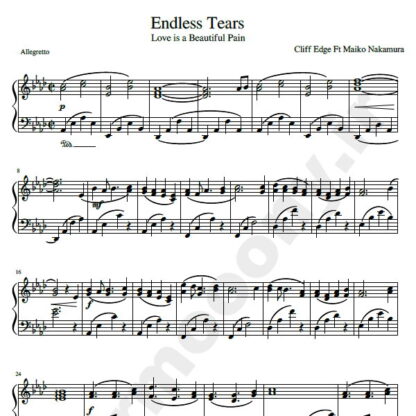 نت پیانو Endless Tears Love is a Beautiful Pain Cliff Edge Ft Maiko Nakamura