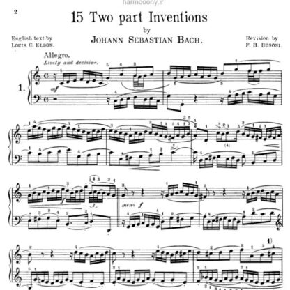 کتاب 15 انواسیون دو صدای کنترپوان برای پیانو یوهان سباستین باخ,کتاب 15 inventions  two-part contrapuntal pieces for piano