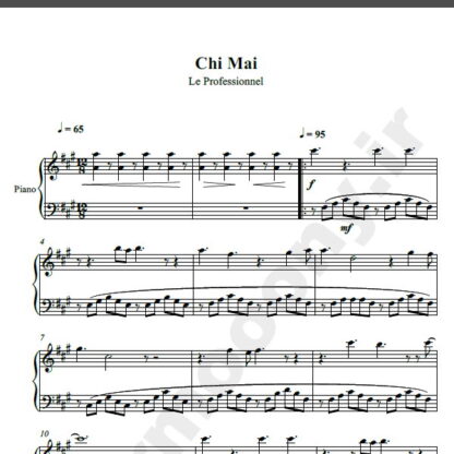نت پیانو موسیقی متن فیلم حرفه ای انیو موریکونه,نت پیانو chi mai Le Professionnel Ennio Morricone