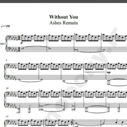 نت پیانو without you ashes remain