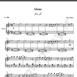نت پیانو alone alan walker