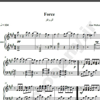 نت پیانو force alan walker