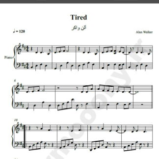 نت پیانو tired alan walker