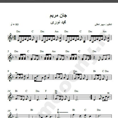 نت کیبورد جان مریم محمد نوری , نت کیبورد نازنین مریم محمد نوری