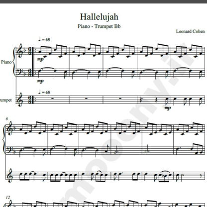 نت پیانو و ترومپت Hallelujah