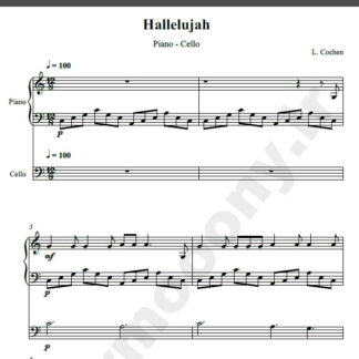 نت پیانو و سلو Hallelujah