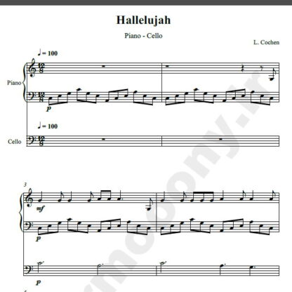 نت پیانو و سلو Hallelujah