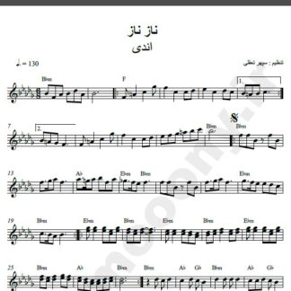 نت کیبورد آهنگ ناز ناز از اندی,نت آهنگ ناز ناز اندی برای کیبورد