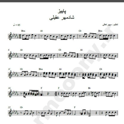 نت کیبورد آهنگ پاییز از شادمهر عقیلی,نت آهنگ پاییز شادمهر عقیلی برای کیبورد