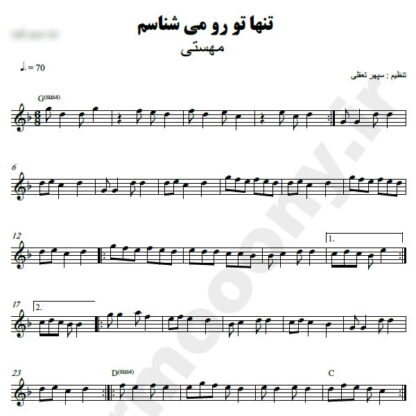 نت کیبورد تنها تو رو میشناسم مهستی