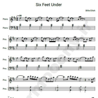 نت پیانو Six Feet Under Billie Eilish