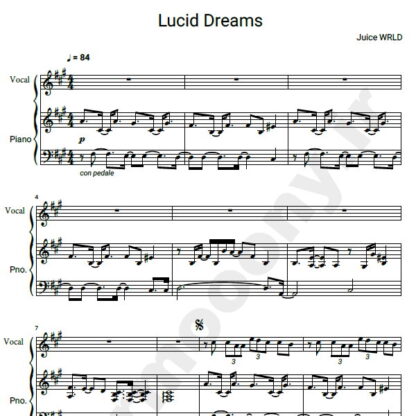 نت پیانو Lucid Dreams Juice WRLD