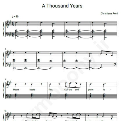 نت پیانو A Thousand Years کریستینا پری