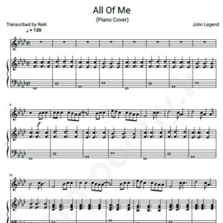 نت پیانو John Legend all of me