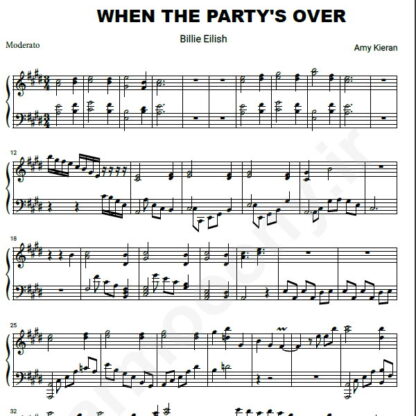 نت پیانو Billie Eilish When The Partys Over