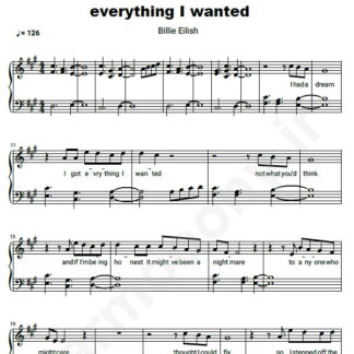 نت پیانو Billie Eilish Everything I Wanted