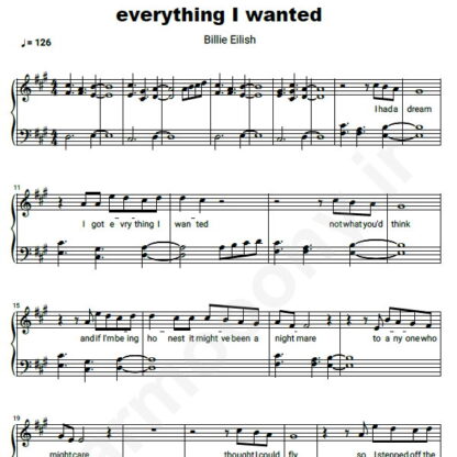 نت پیانو Billie Eilish Everything I Wanted