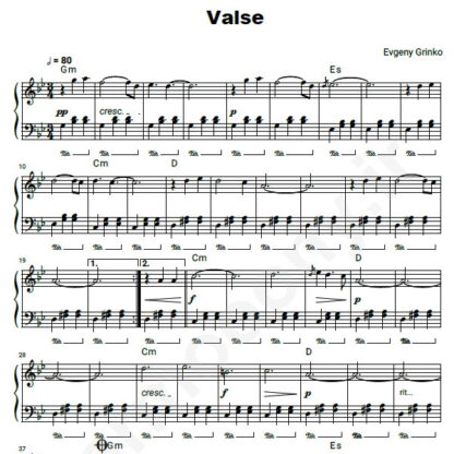 نت پیانو Evgeny Grinko Valse