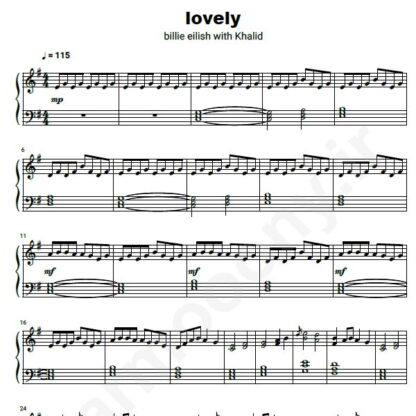 نت پیانو Billie Eilish Lovely