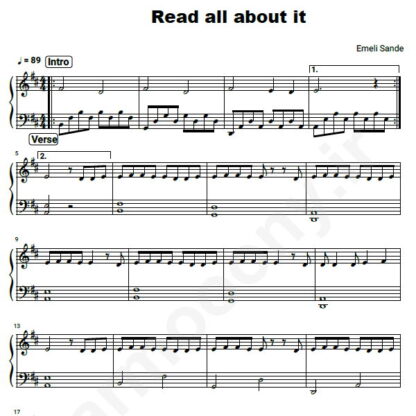 نت پیانو Emeli Sande Read All About It