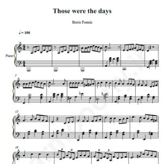 نت پیانو mary hopkin Those were the days
