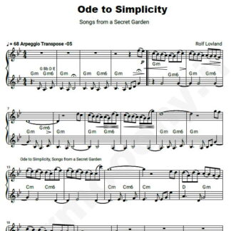 نت پیانو Ode to Simplicity secret garden