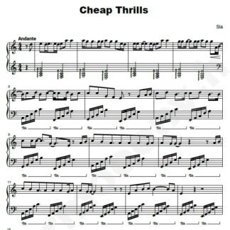 نت پیانو sia Cheap Thrills